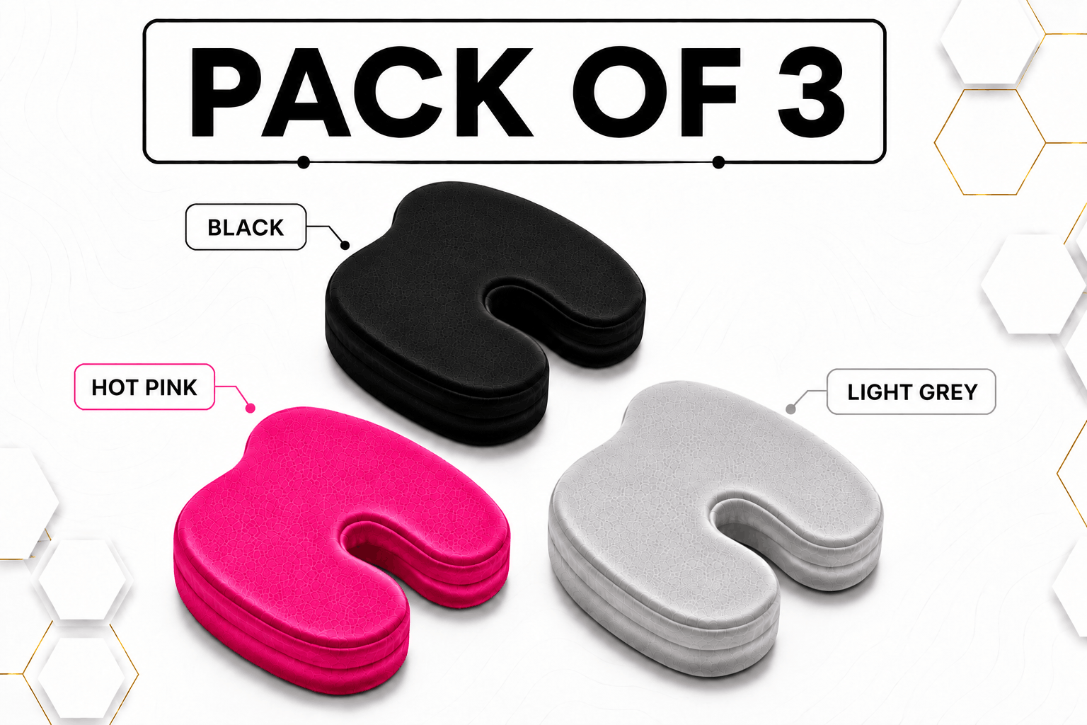 Coccyx Memory Foam Pillow (Bundle of 3)