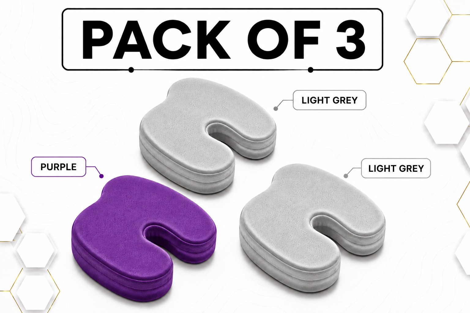 Coccyx Memory Foam Pillow (Bundle of 3)