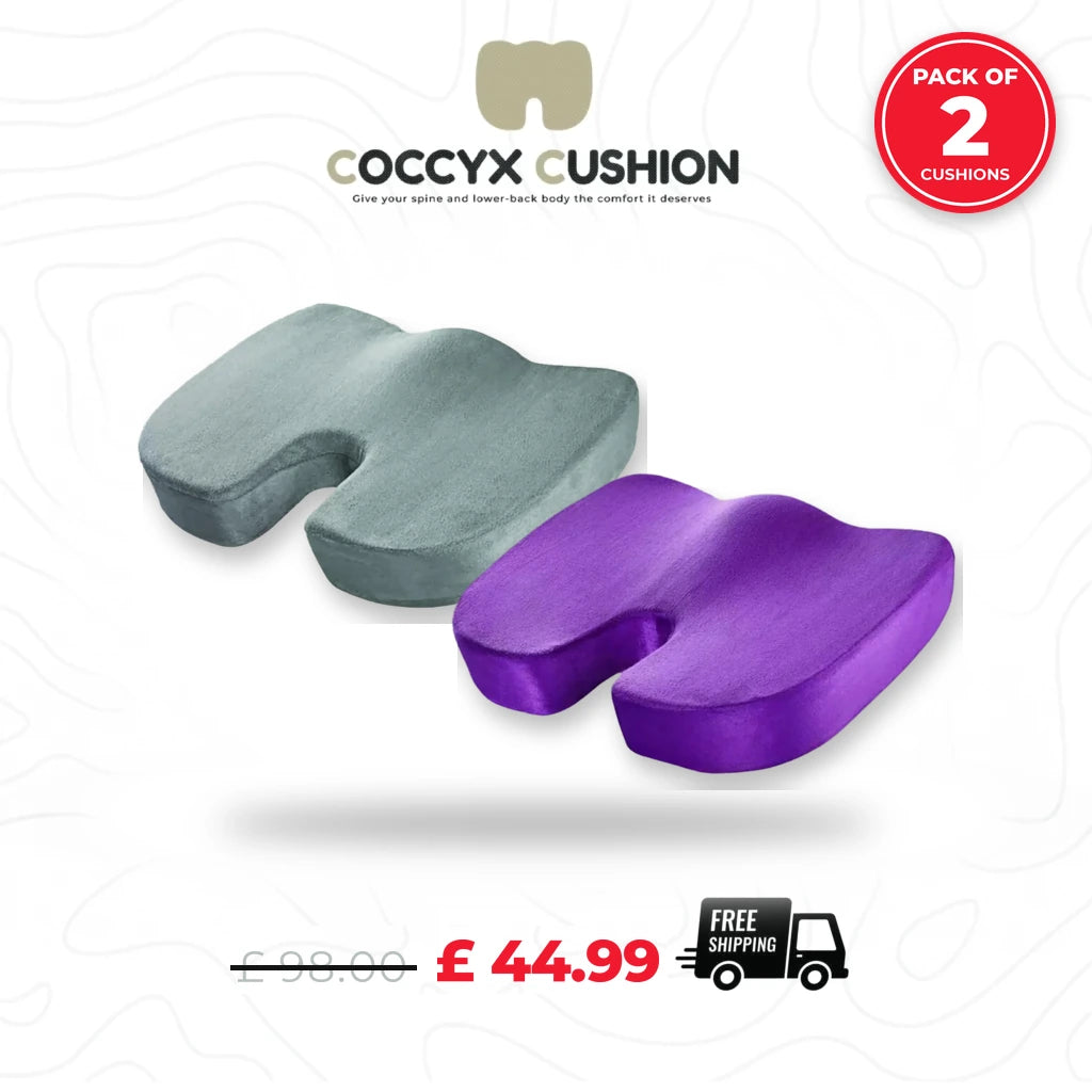 grey and purple coccyx cushion