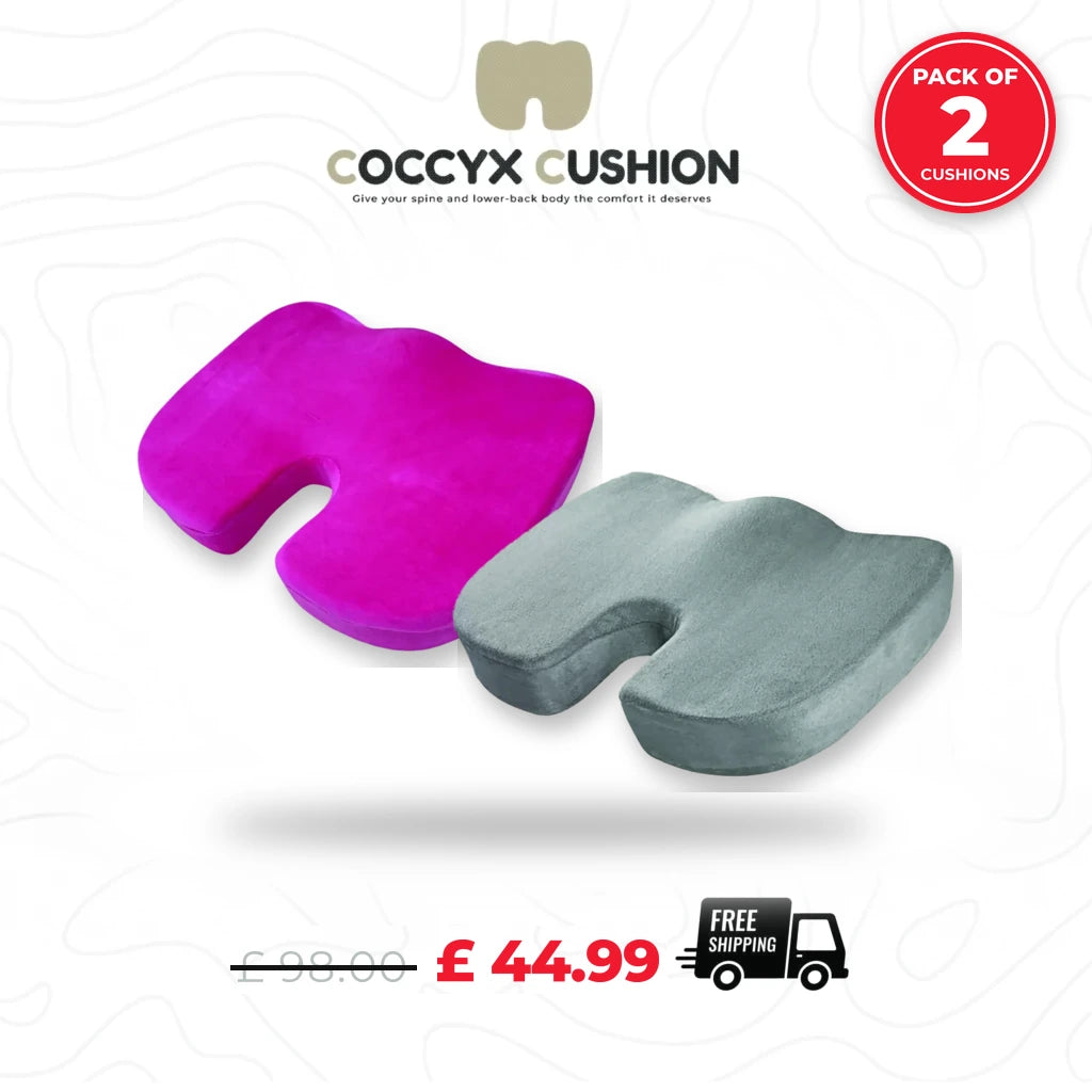pink and grey coccyx cushion